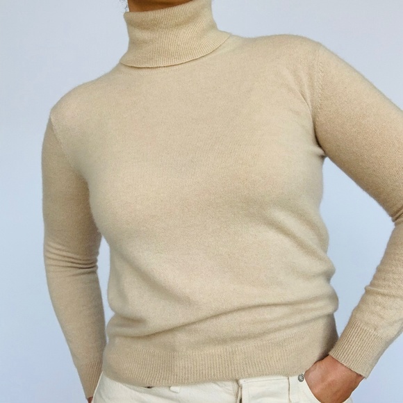 Sutton Studio Cashmere Turtleneck Beighe Powder Pullover Sweater - Picture 1 of 4